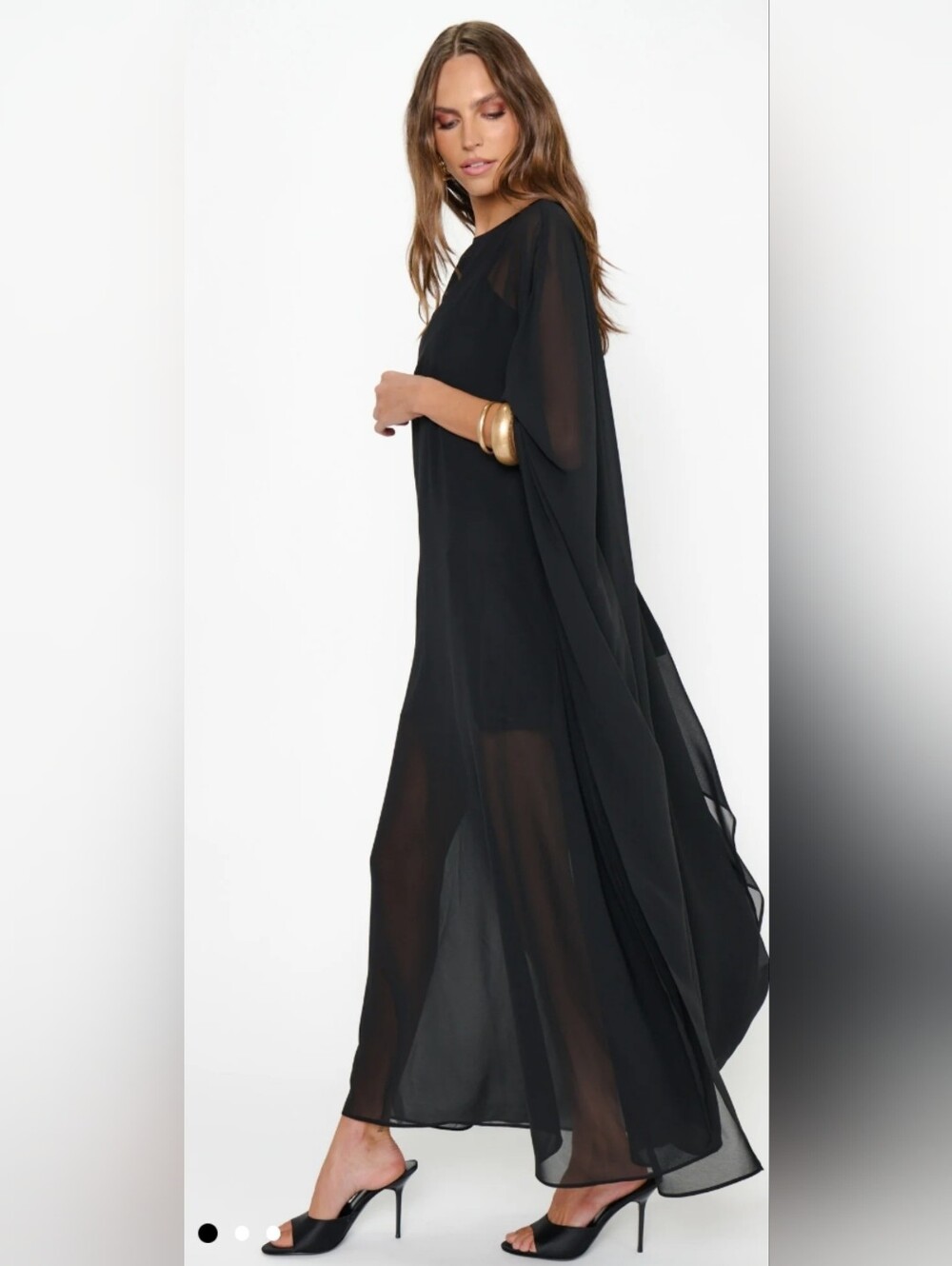 Show Me Your Mumu SEALED! NWT! The Olsen Maxi Dress in Black Chiffon. Sz Md. - Picture 2 of 8